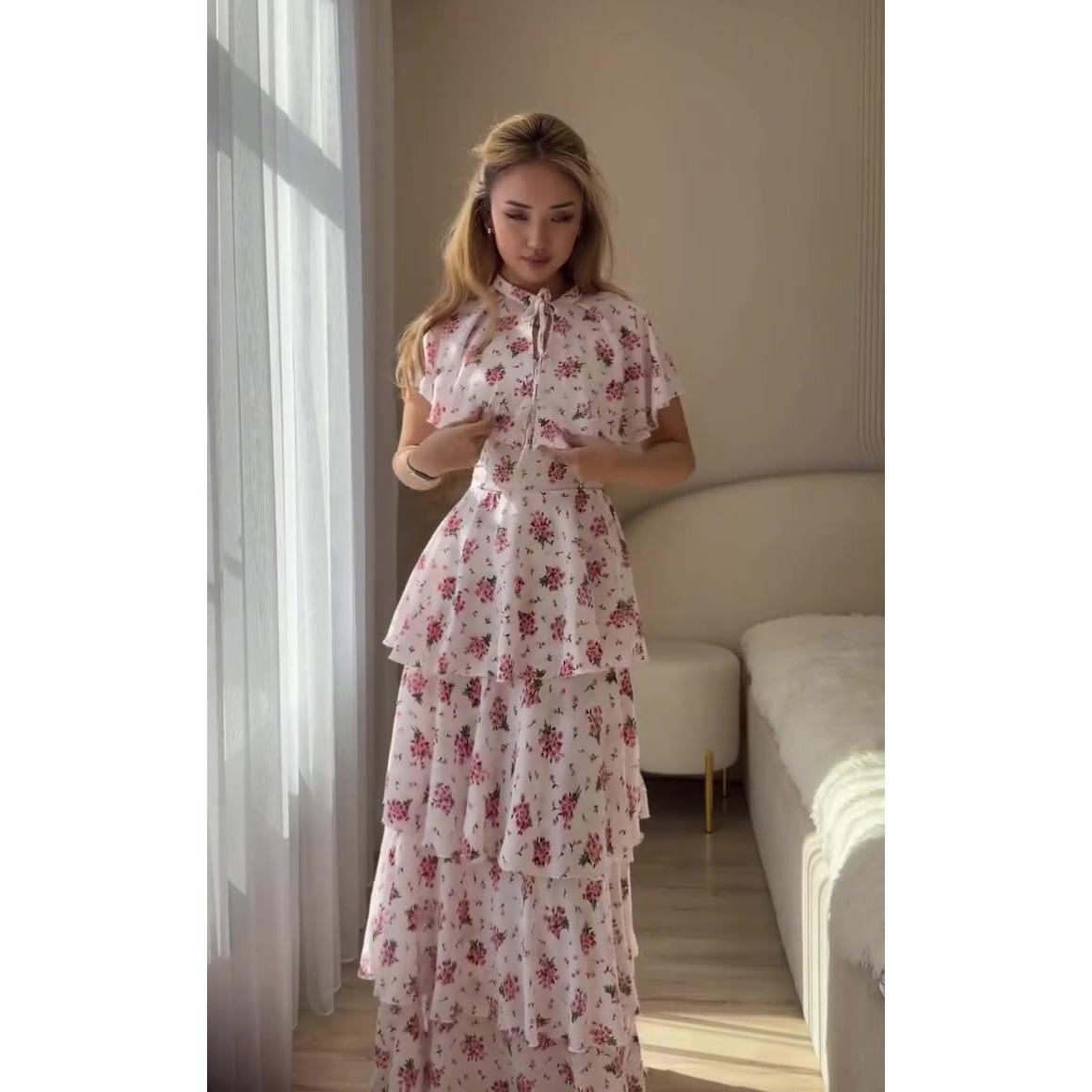 HASA HS6800 Dreamy Ruffle Maxi Dress for Special Days