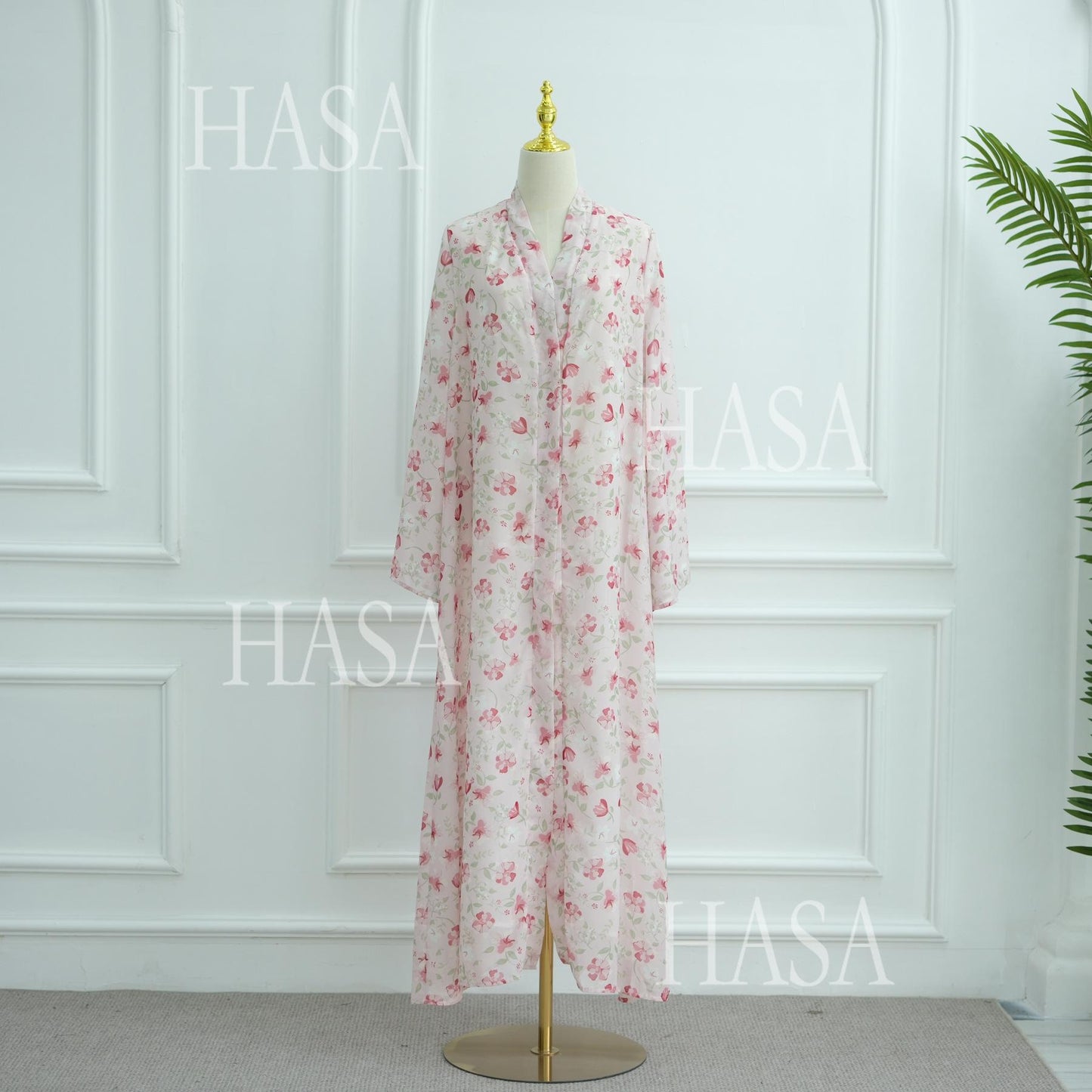 HS6515 Summer Printed Chiffon Jacket and Headscarf Two-Piece Set