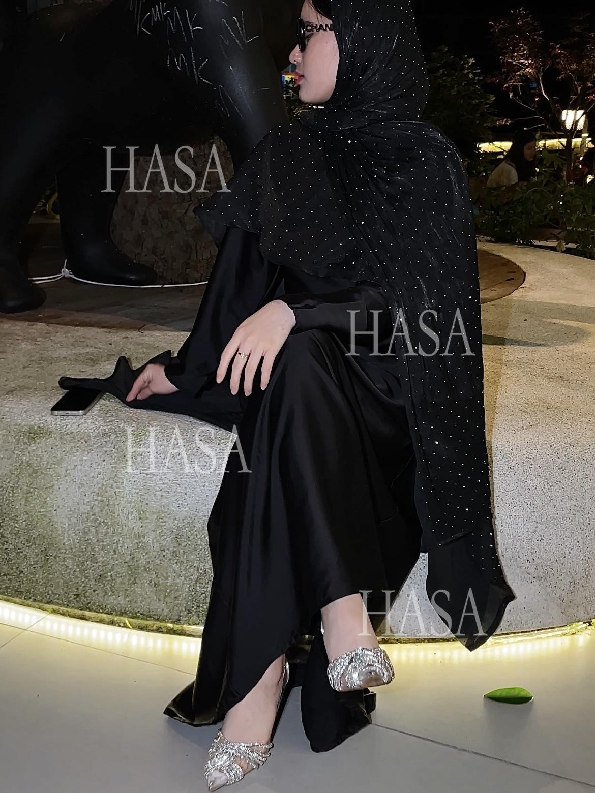 HS6477 Shiny robe two-piece set with rhinestone shawl decoration