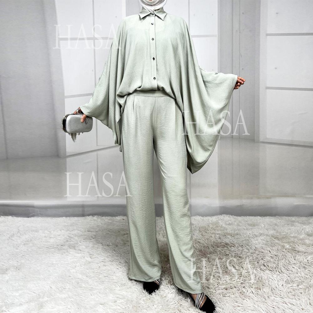 HS5855 High-end Crepe Linen Two-piece Suit (headscarf Not Included), Stylish and Simple, Showing Elegance