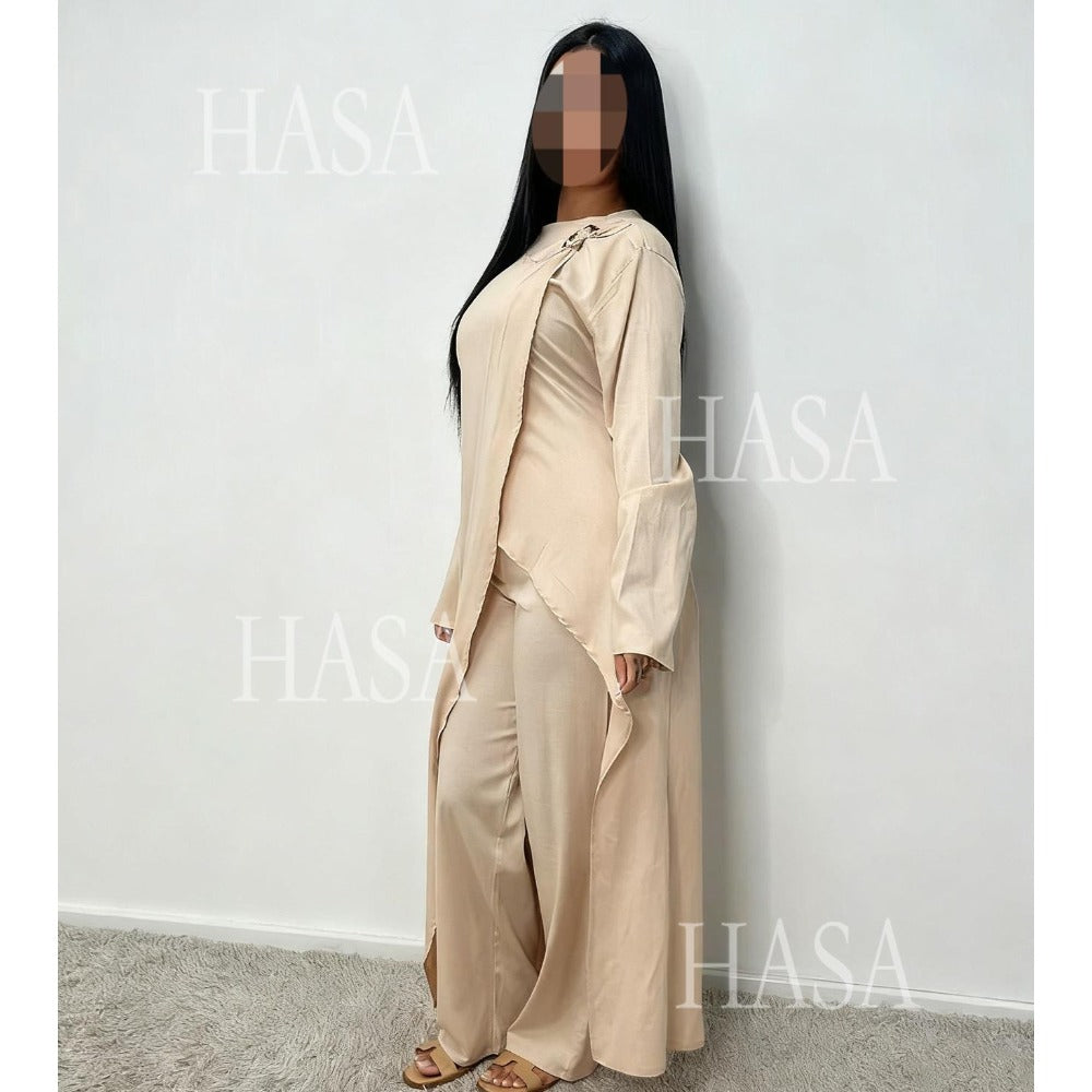 HS6605 Stylish asymmetrical two-piece set (with optional headscarf)
