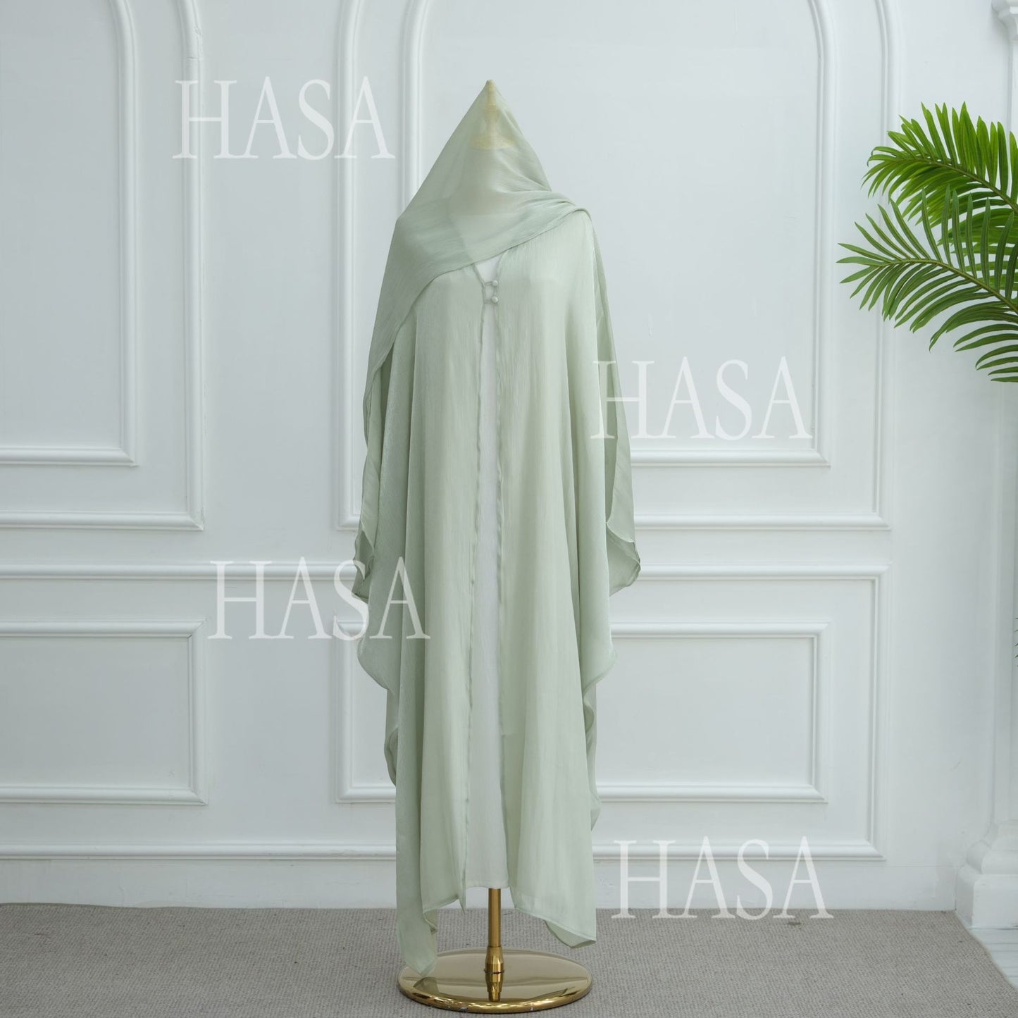 HS6534 Elegant Island Wrinkle Texture Solid Color Cardigan Robe