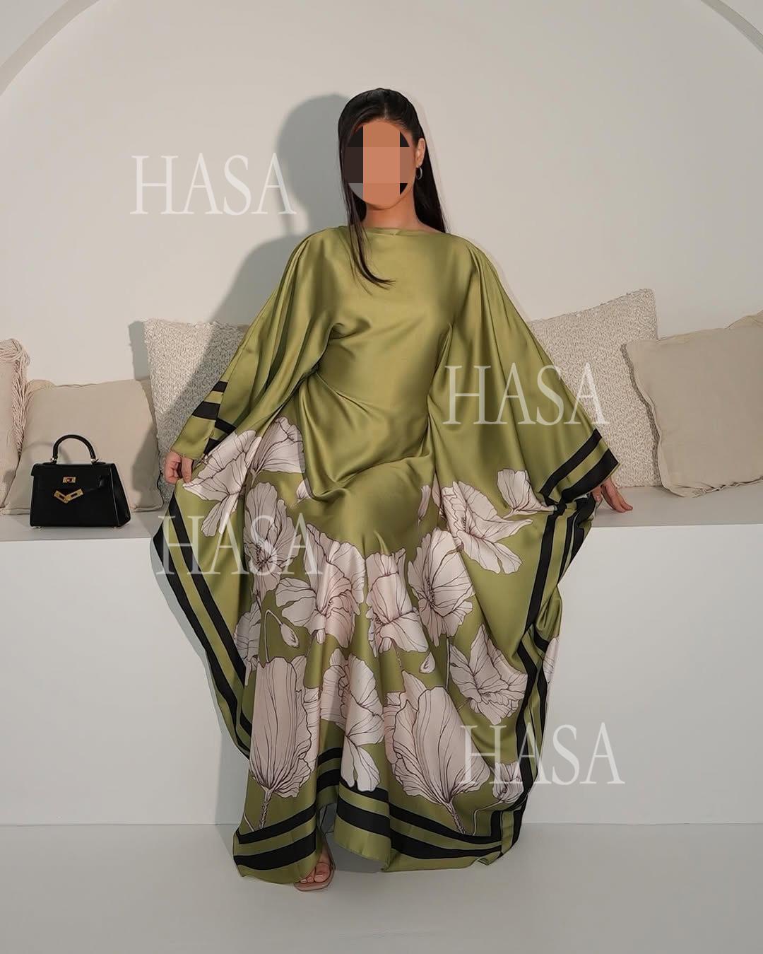 HS6556 Colorblock Print Cardigan Robe Dress