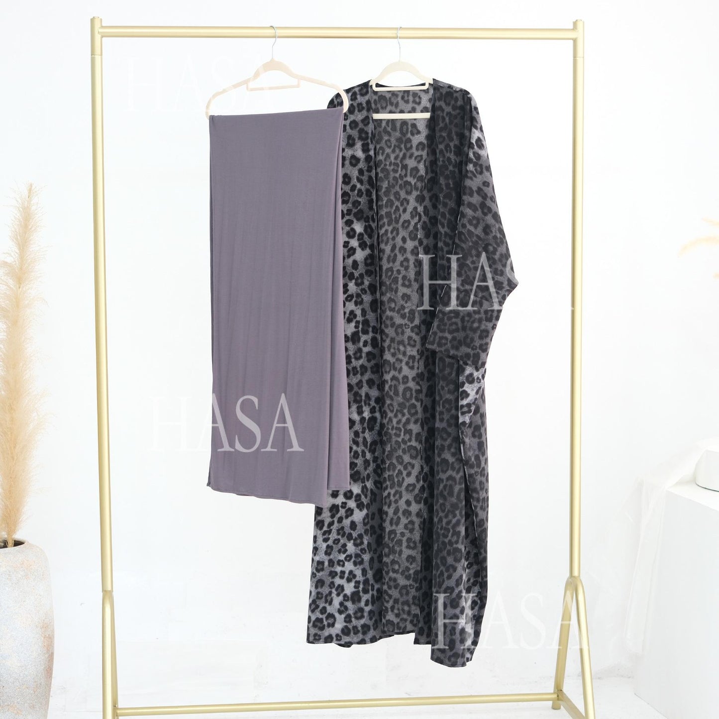 HS6576 Women's Printed Cardigan Abaya (with Optional Matching Headscarf)