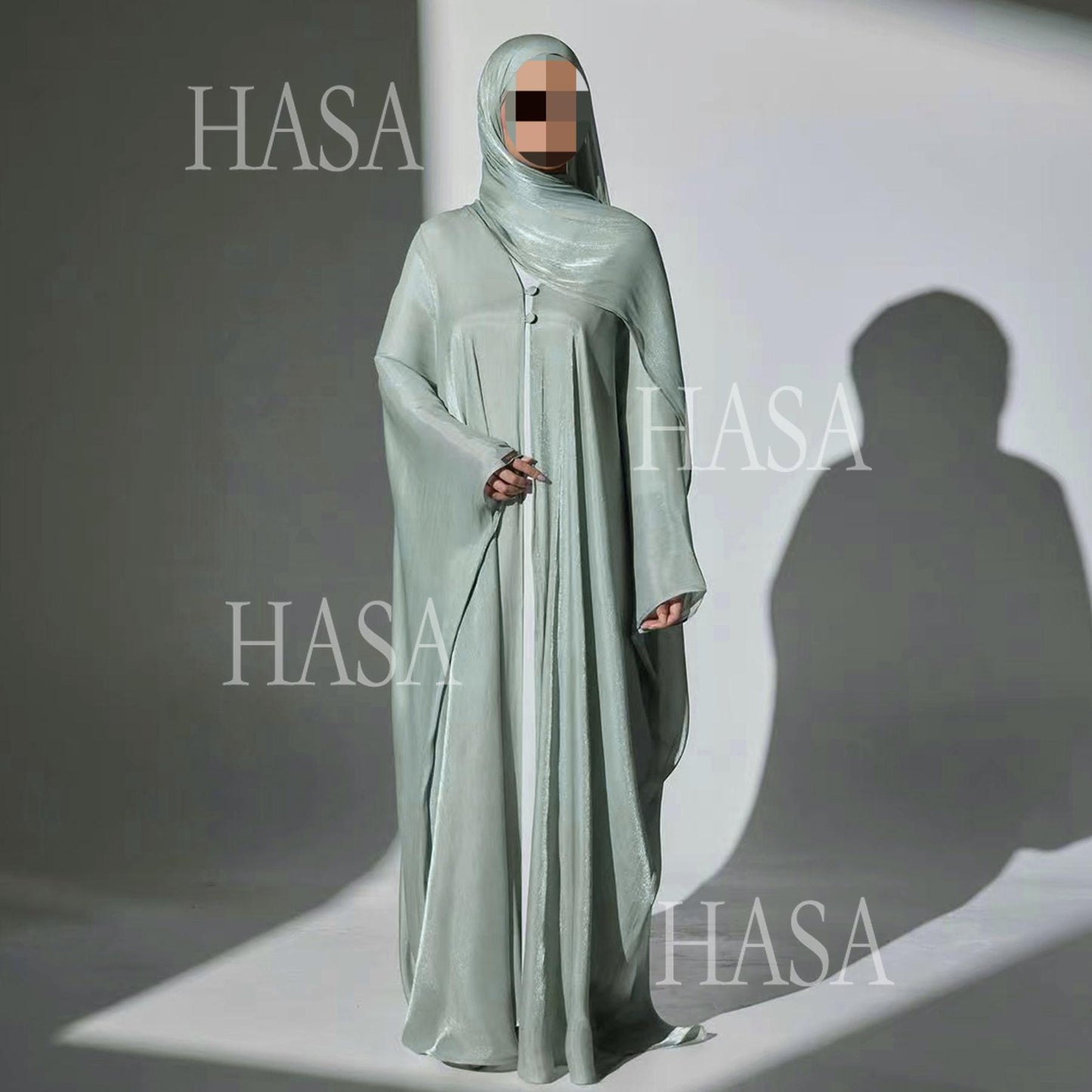 HS6534 Elegant Island Wrinkle Texture Solid Color Cardigan Robe