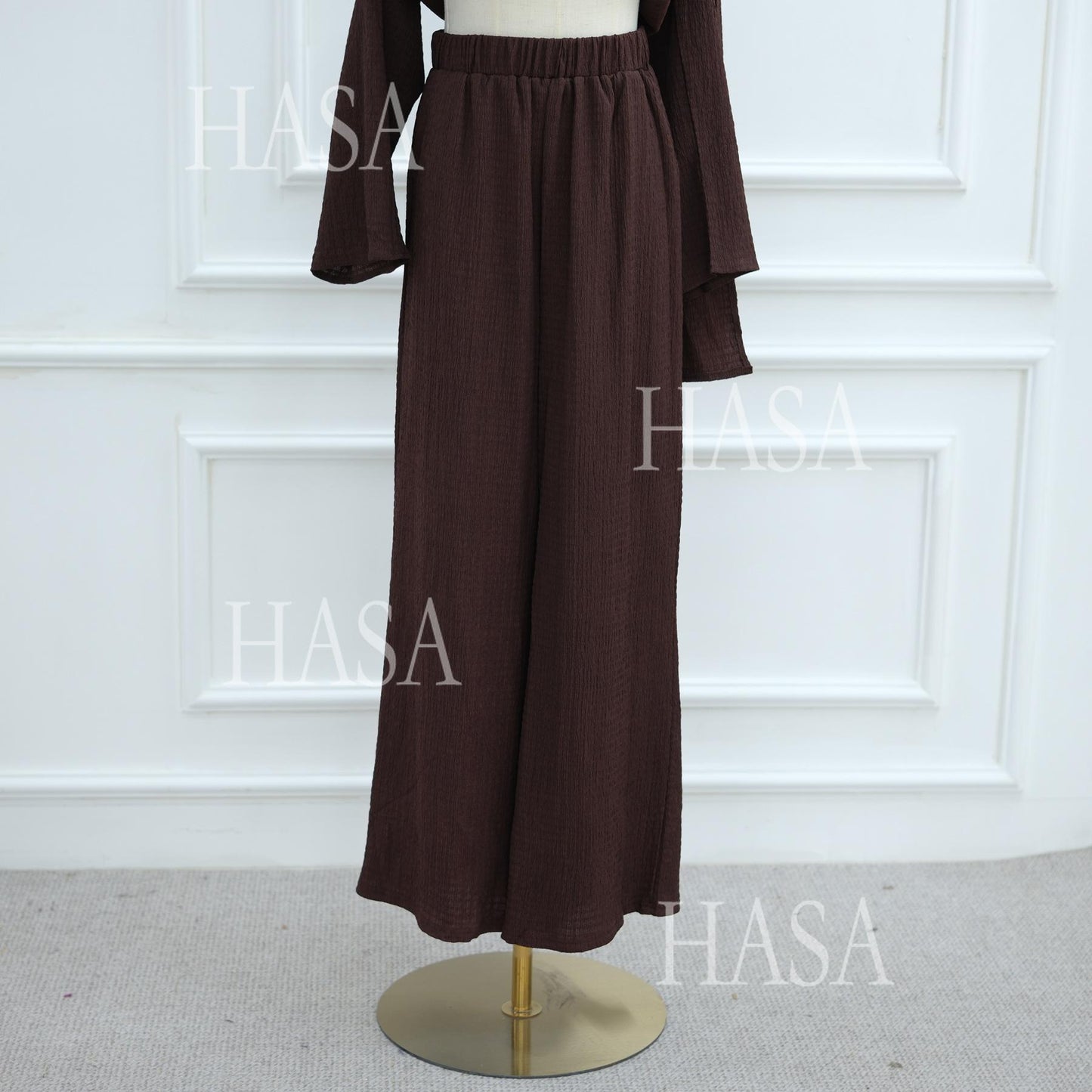 HS6568 Solid Color Design Top + Pants Two-piece Set for Daily Personality Wear
