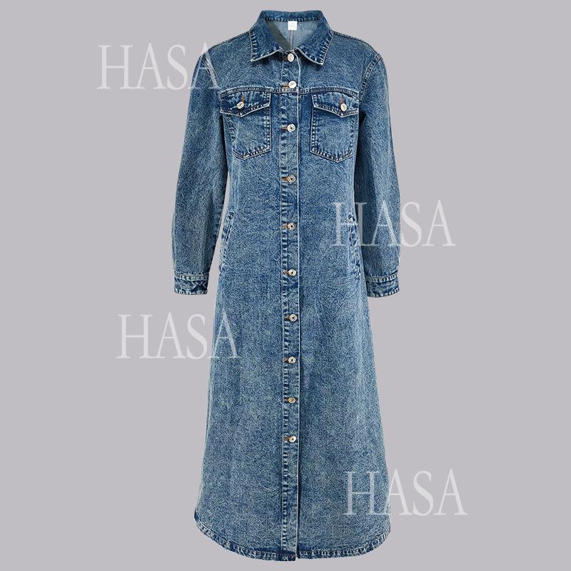 HASASERIES  HS6694 Denim Long Coat
