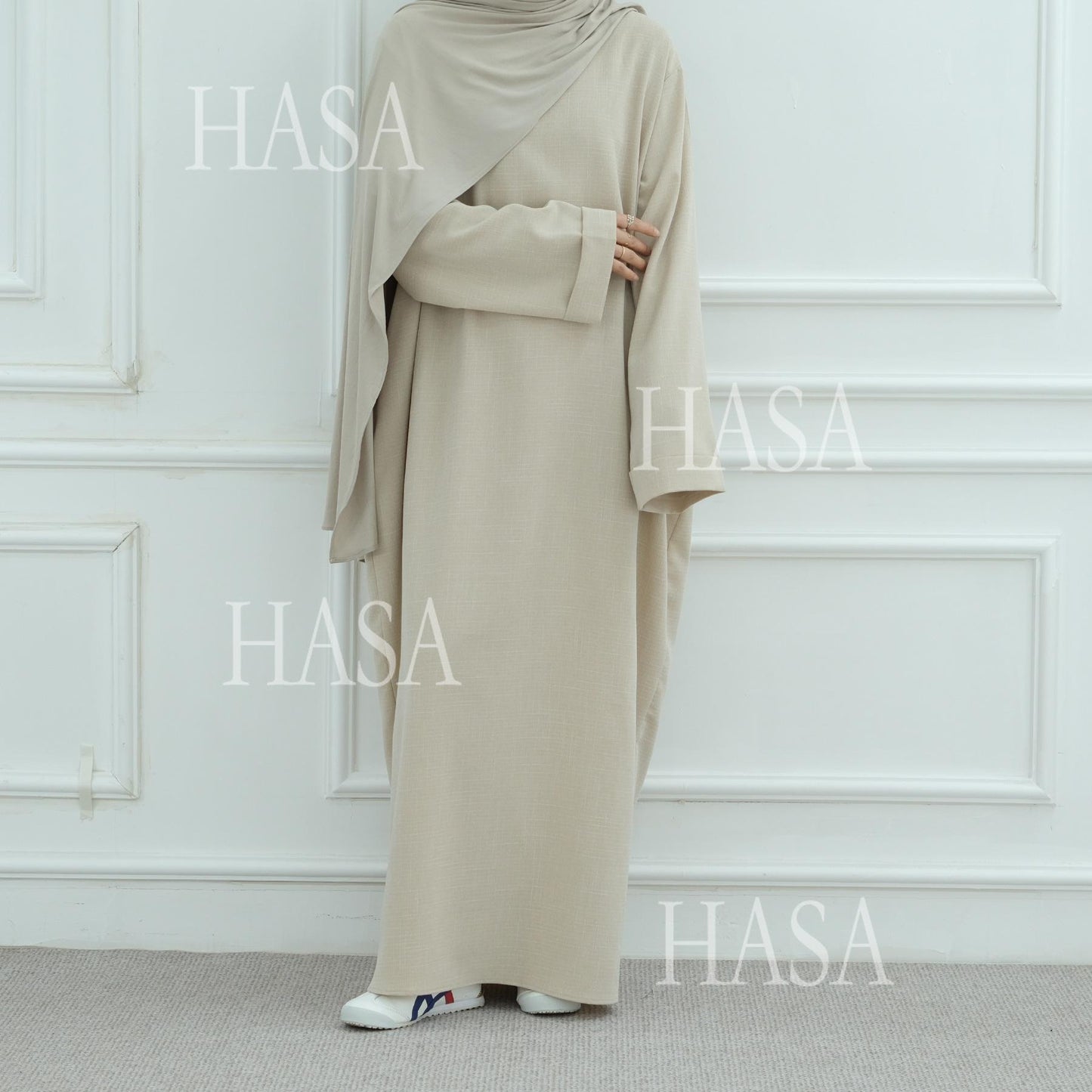 HS6577 Women's Solid Color Two-piece Long Skirt with Shawl Abaya