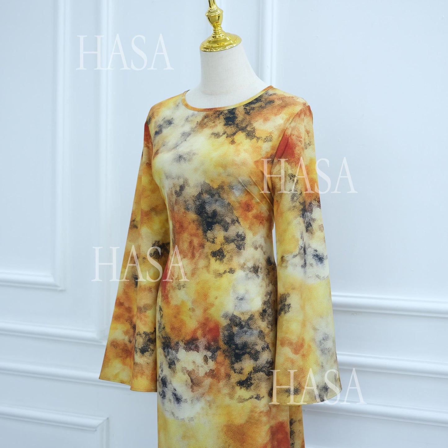 HS6550 Elegant Printed Abaya with Long Sleeves