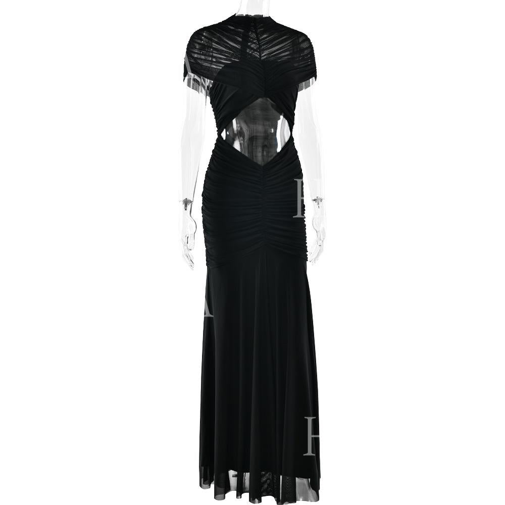 HASA HS6769 Luxury High Neck Body Sculpt Maxi Dress