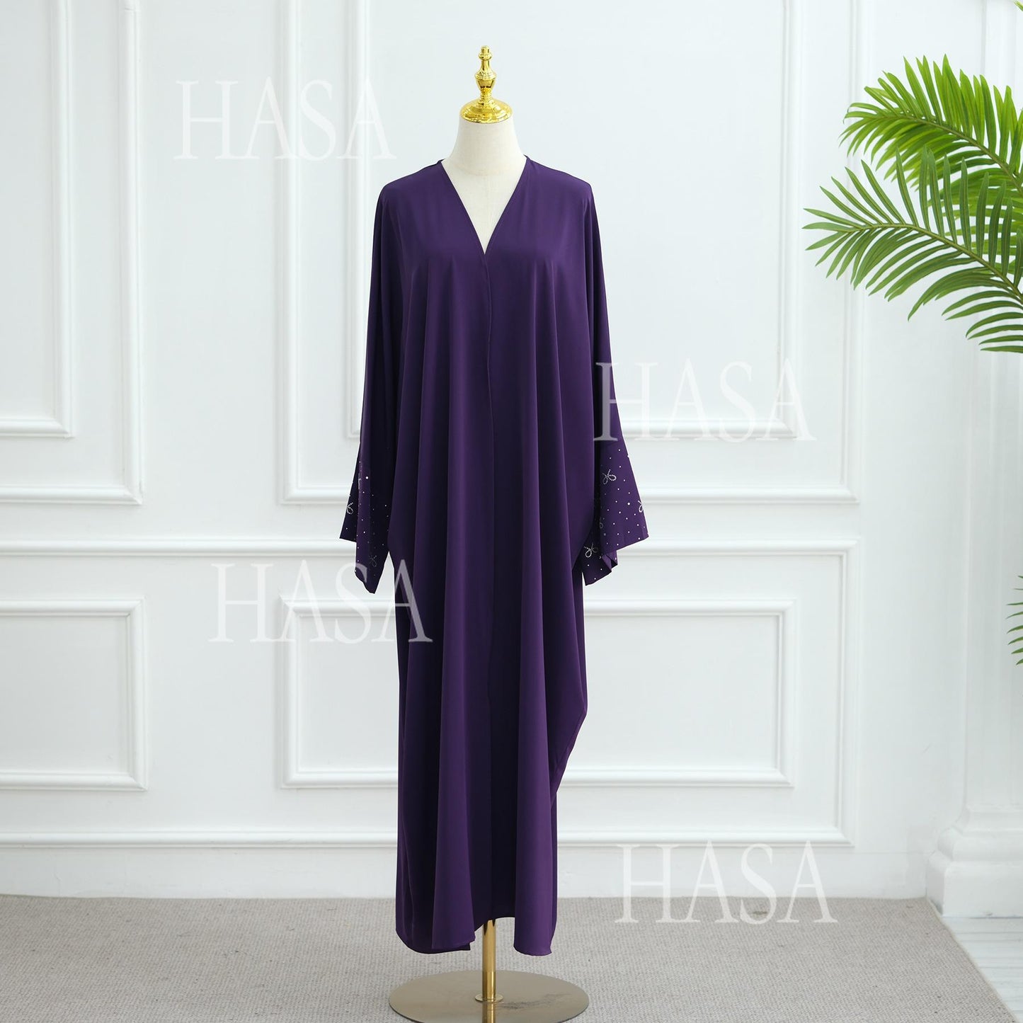 HS6492  Long-sleeved Robe with Bow and Beading