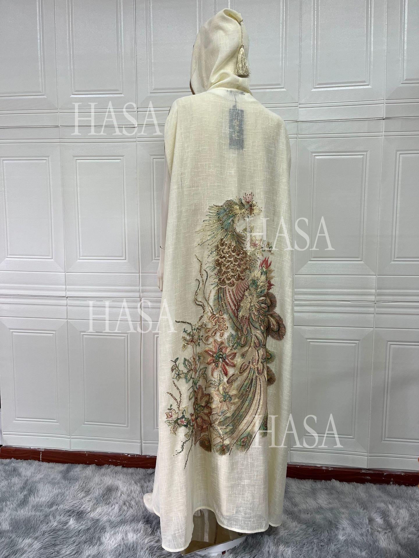 HASA HS6763 Elegant Tassel Hooded Maxi Ensemble
