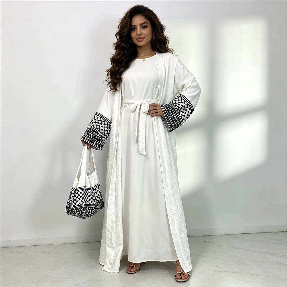 HASA HS6816 Fashion Printed Spliced Cardigan Robe with Bag