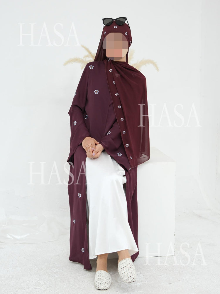 HS6612 All-over Embroidered Cardigan Two-piece Set