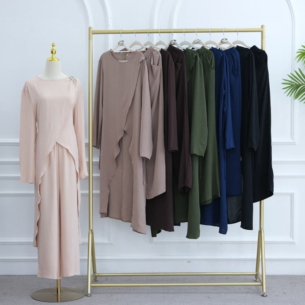HS6605 Stylish asymmetrical two-piece set (with optional headscarf)
