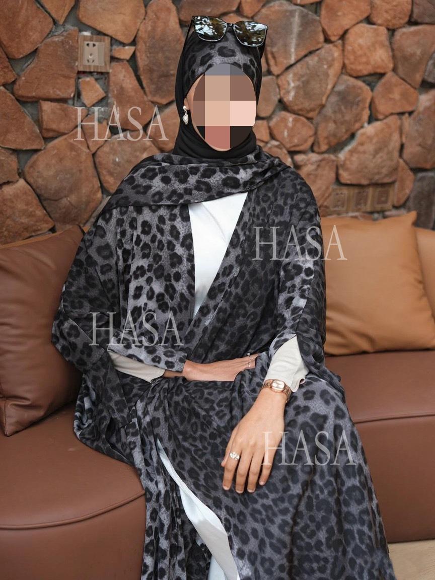 HS6576 Women's Printed Cardigan Abaya (with Optional Matching Headscarf)