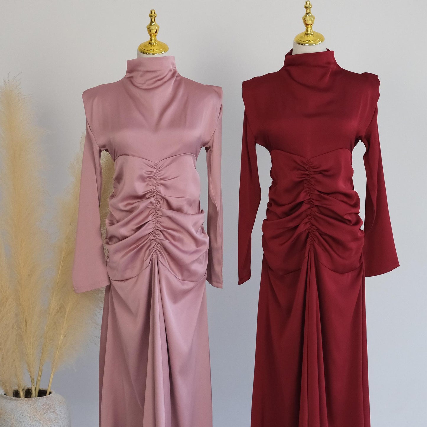 Robe de chambre amincissante à col montant de couleur unie HASASERIES HS1020
