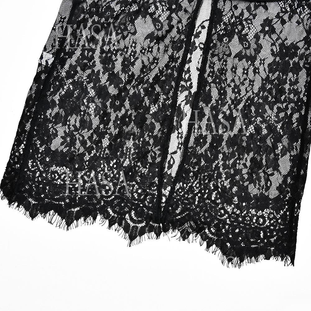 HASA HS6772 Slim Fit One Shoulder Mesh Lace Evening Dress