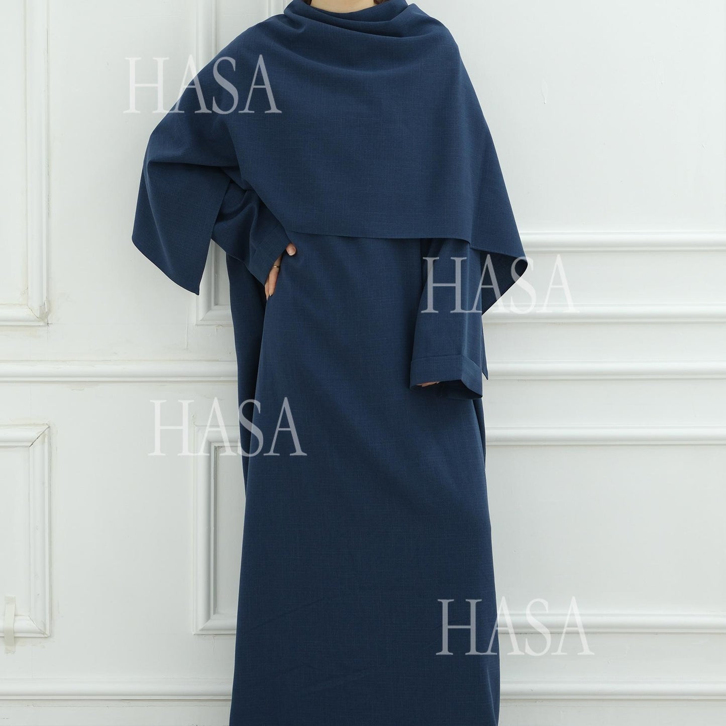 HS6577 Women's Solid Color Two-piece Long Skirt with Shawl Abaya