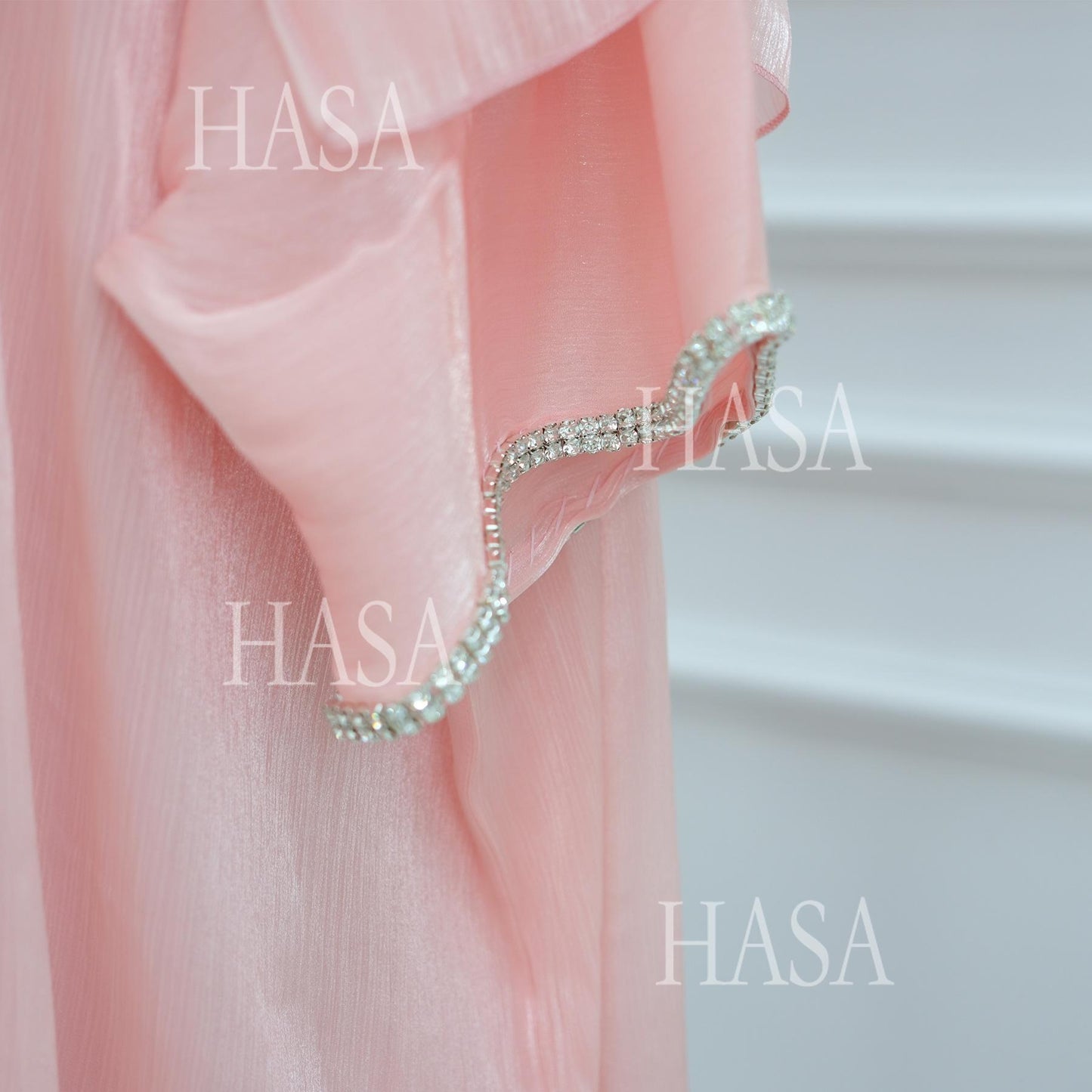 HS6553  Two-Piece Solid Abaya with Beaded Details and Matching Scarf Option
