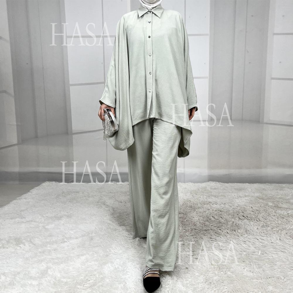 HS5855 High-end Crepe Linen Two-piece Suit (headscarf Not Included), Stylish and Simple, Showing Elegance