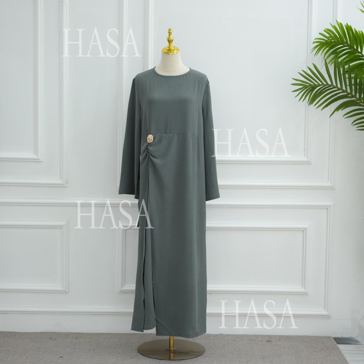 HS6549 Minimalist Abaya with Waist Detail