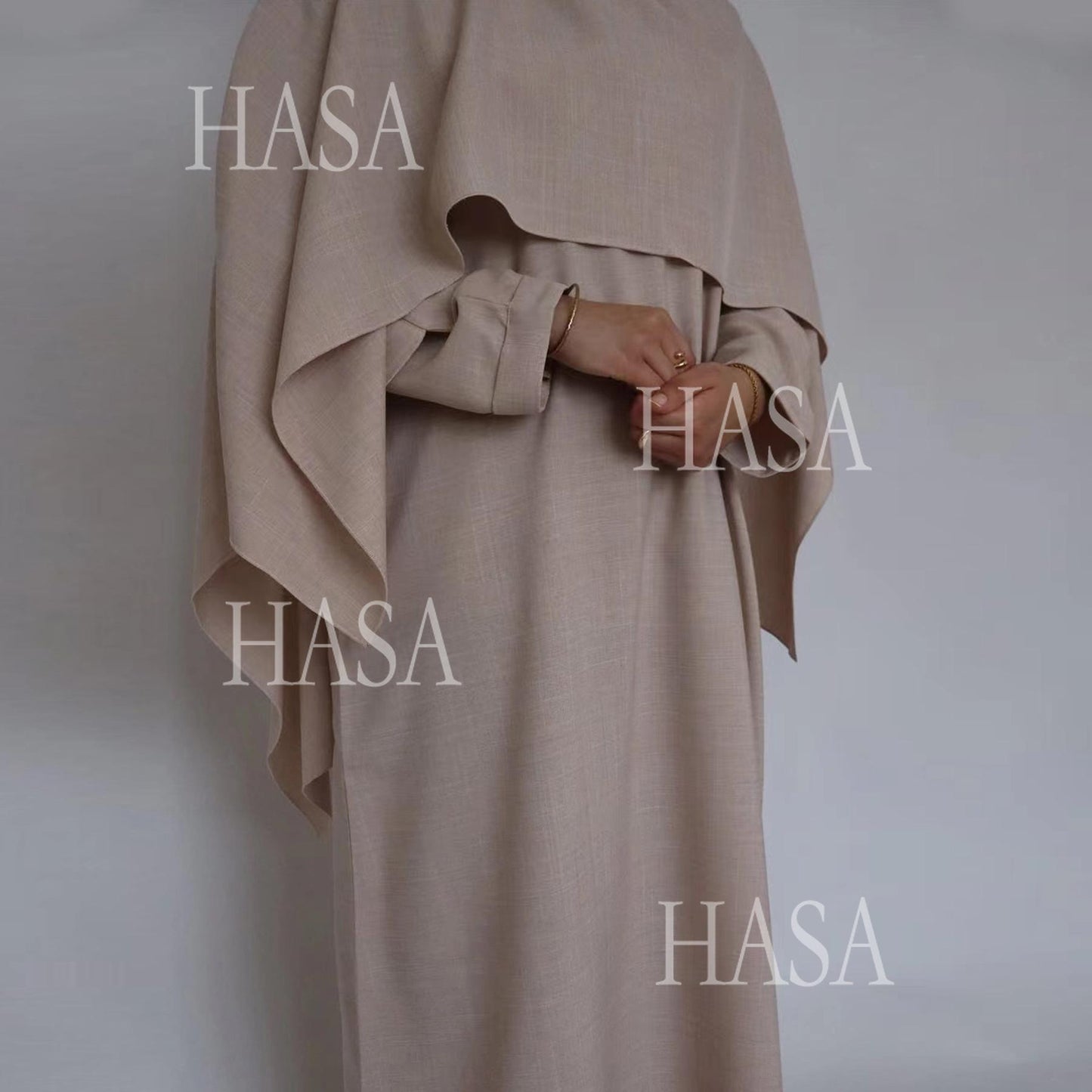 HS6577 Women's Solid Color Two-piece Long Skirt with Shawl Abaya