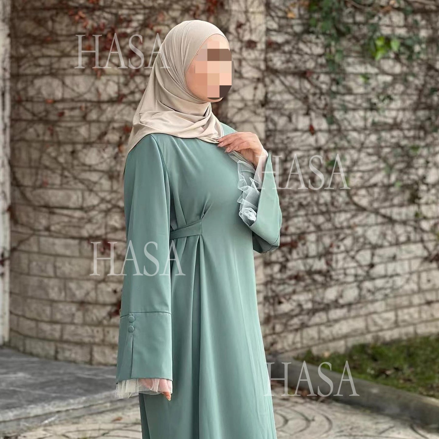HASA's series HS6507 Simple style spliced lace robe dress (headscarf not included)