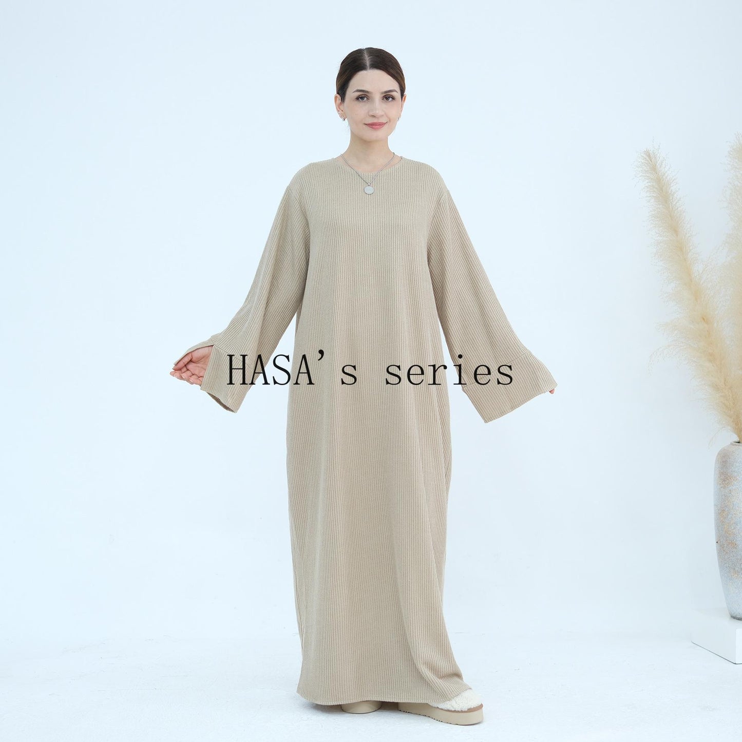 HS5440 Large Sleeve Thick Knitted Sweater Dress - Loose and Elegant Long Dress party  wear red dress thick  thigh 2  part bow  outfits