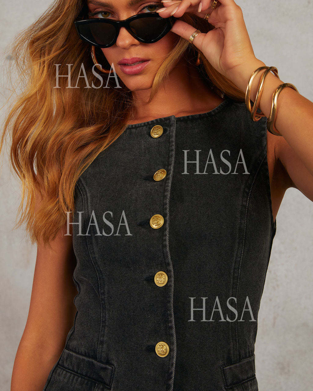 HASA HS6099 Casual Chic Denim Two Piece Outfit for Women