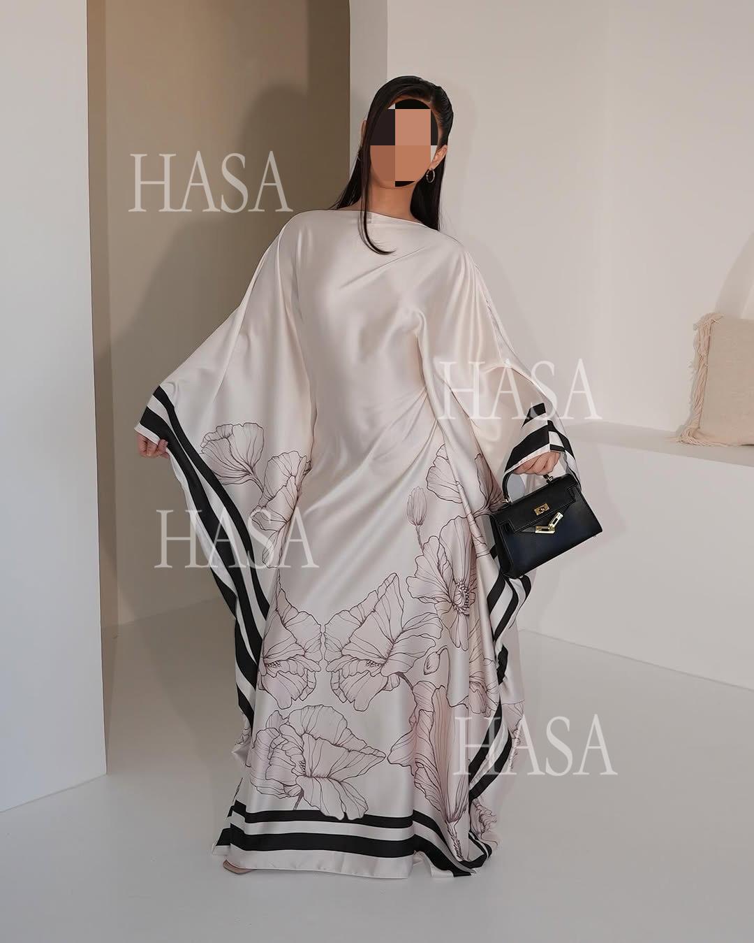 HS6556 Colorblock Print Cardigan Robe Dress