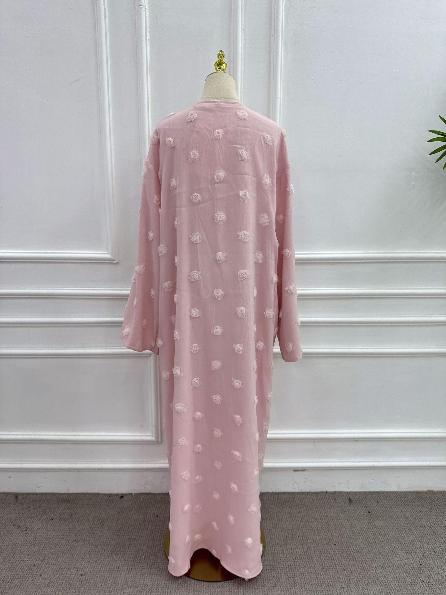 HASA HS6782 Graceful Floral Pink Abaya with Matching Scarf