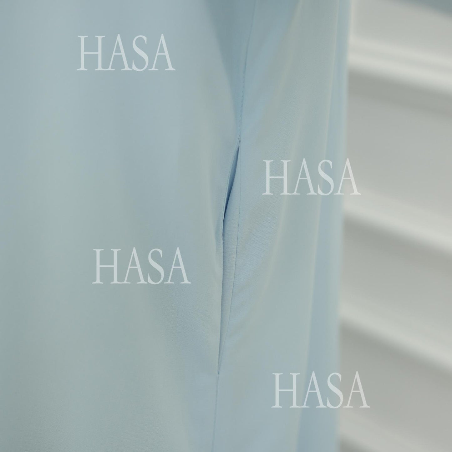 HS6562 Blue Bow Embroidered Abaya Tunic Cardigan