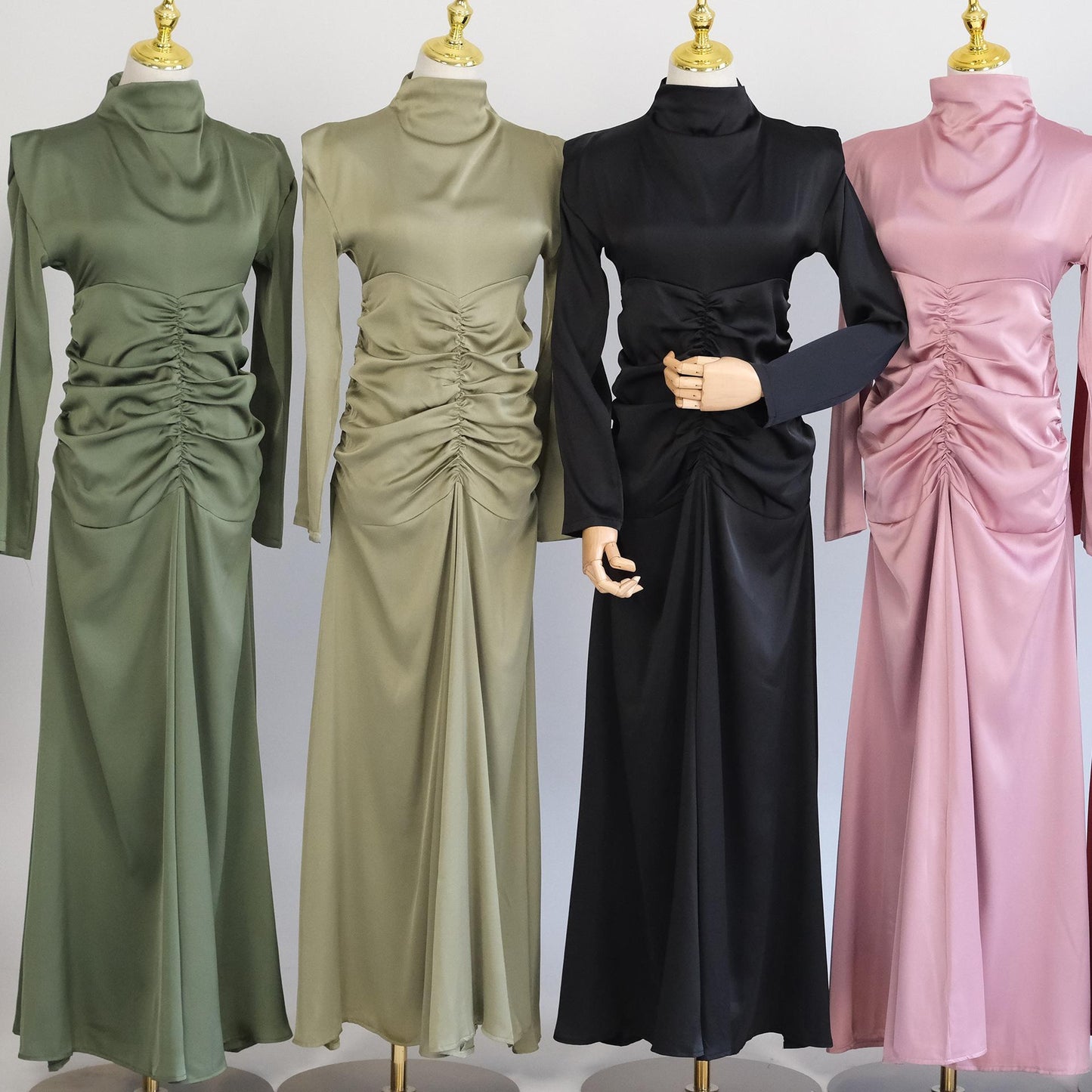 Robe de chambre amincissante à col montant de couleur unie HASASERIES HS1020