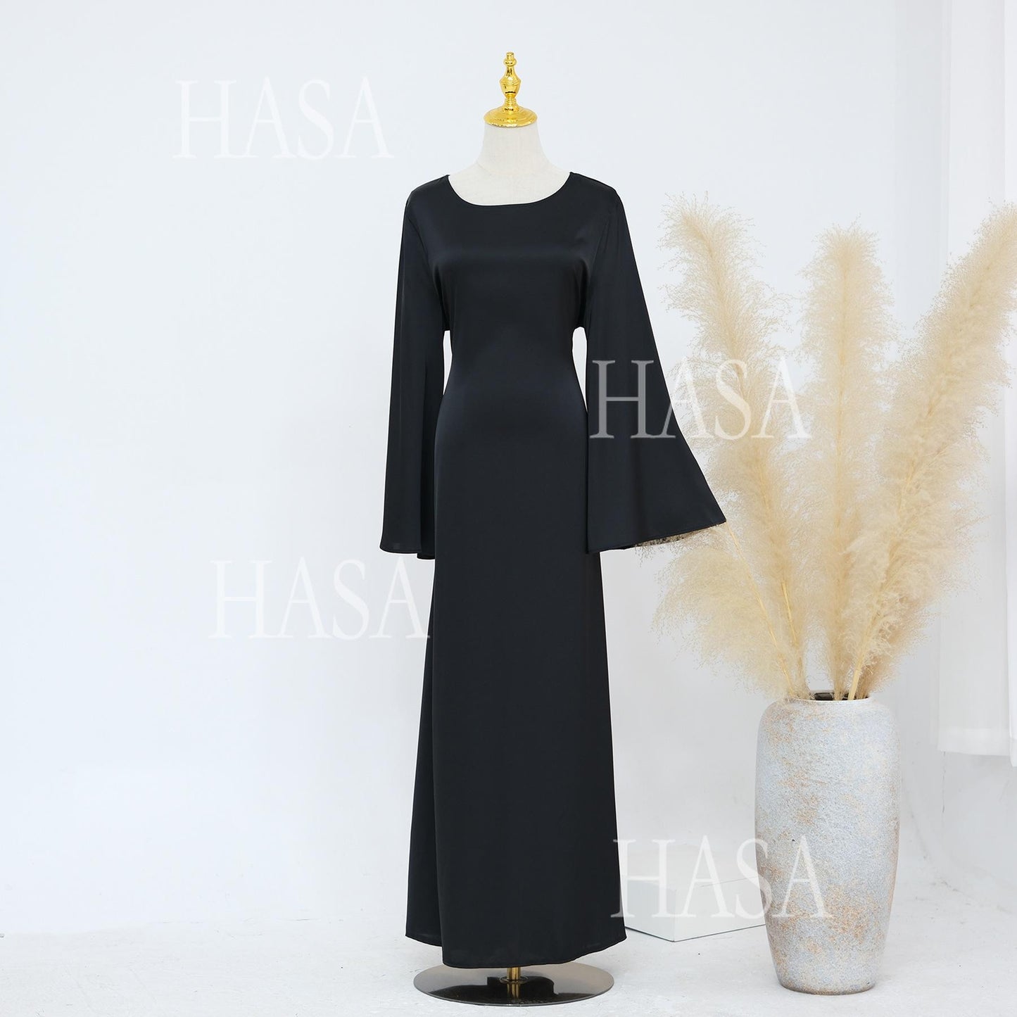 HS5870 Elegant drape two-piece robe dress-Light luxury street style abaya girl