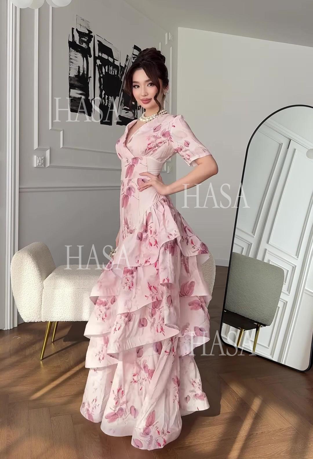 HS6747 Soft Girl Inspired Flowing Maxi Dress