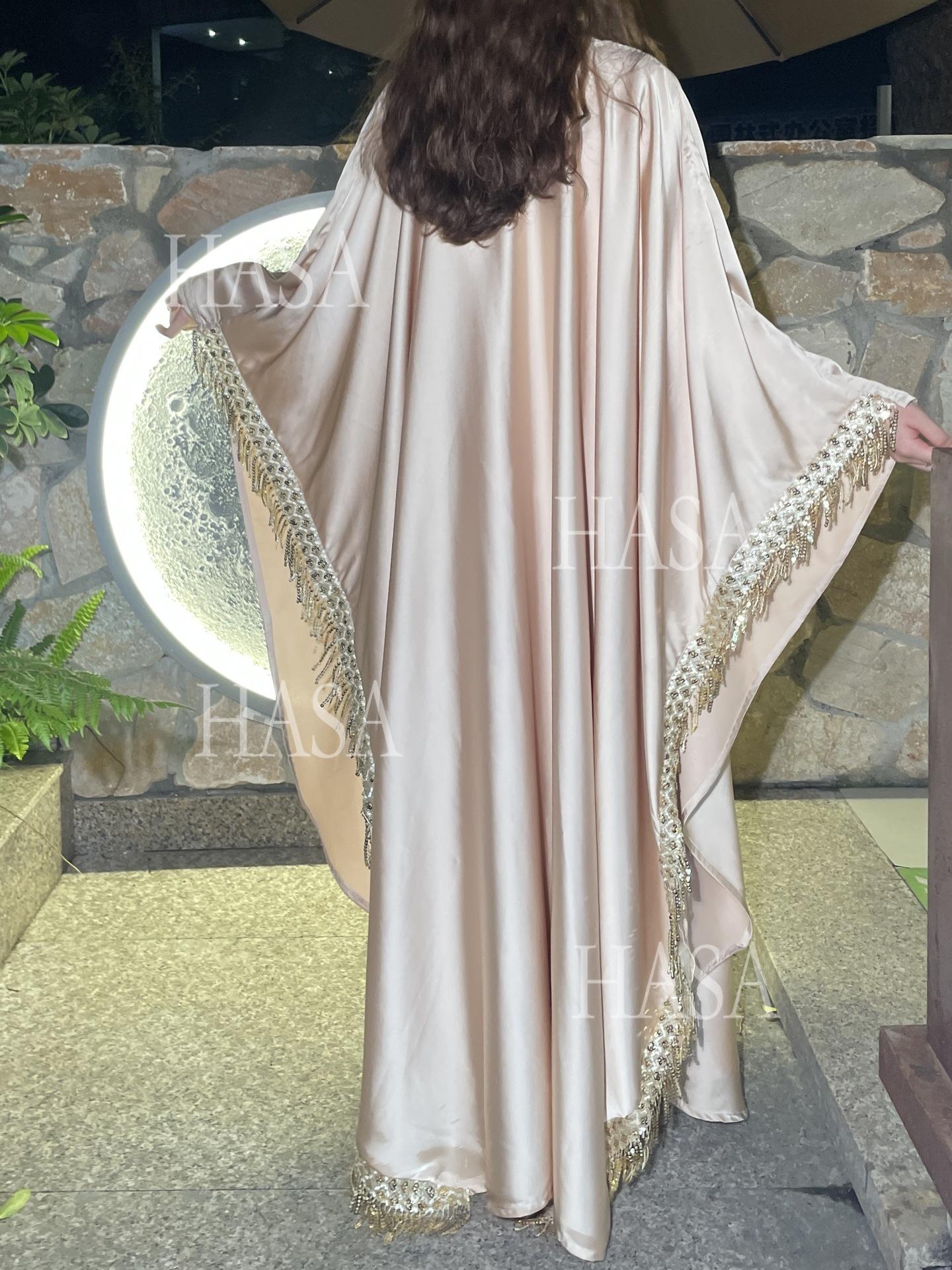 HS6572 Abaya Tassel-Embellished Long Dress Set