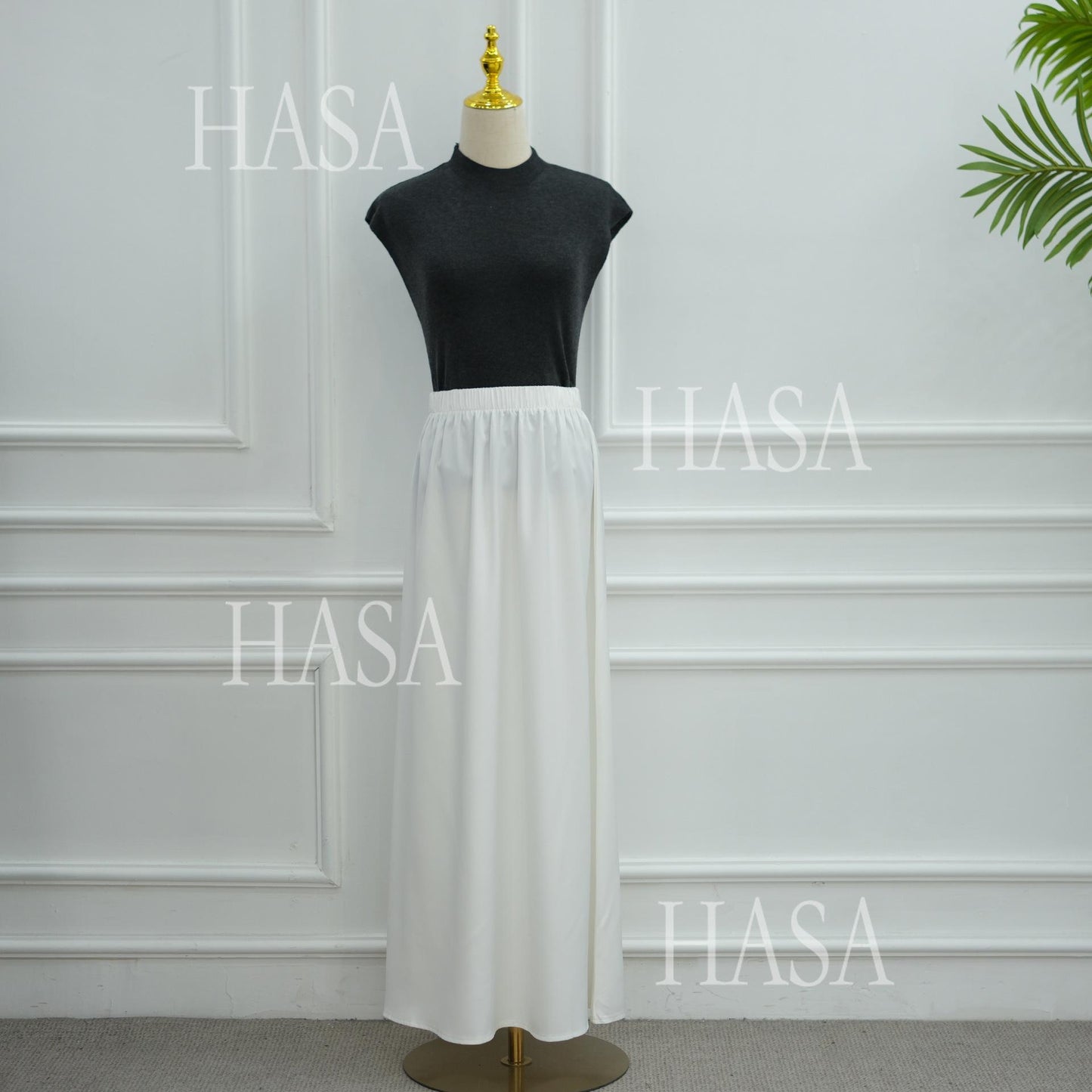 HASA HS6784 Soft Luxury Asymmetric Modest Top with Lace Detail