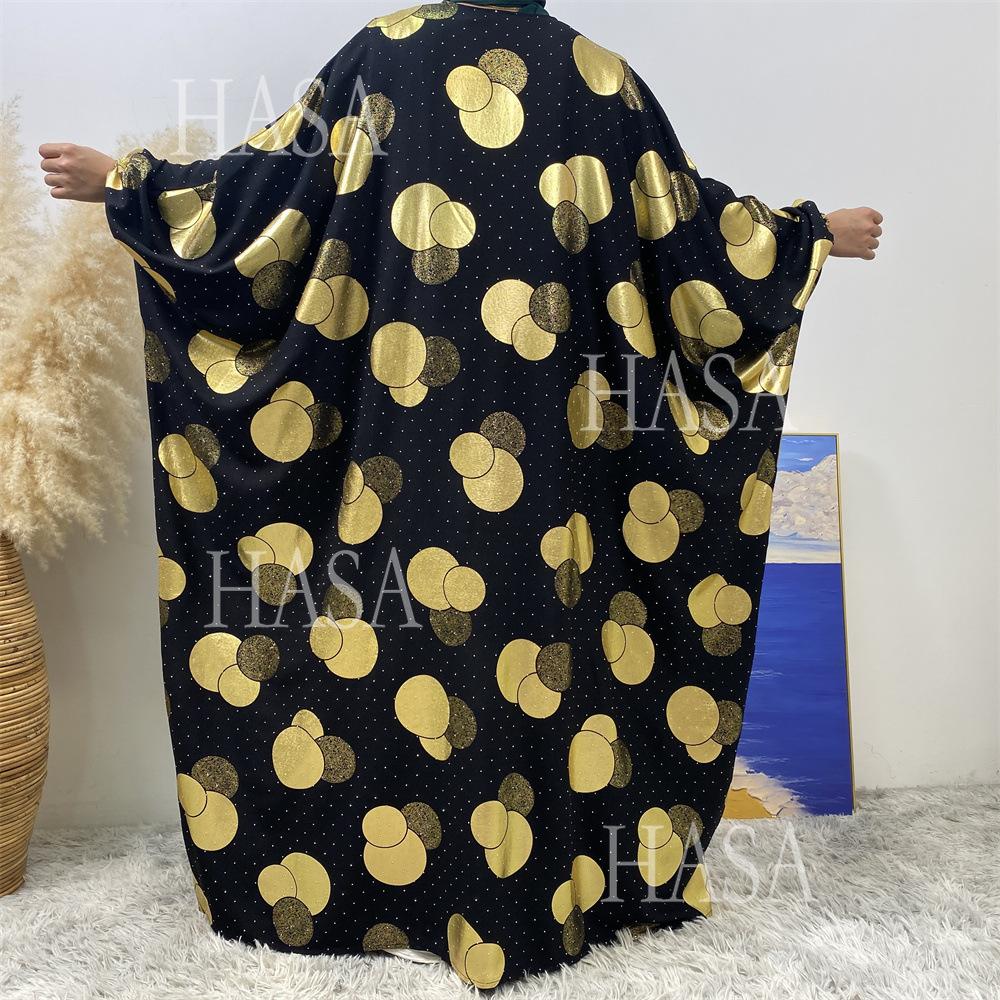 HS6587 Gilded Pattern Cardigan Robe with Bat Sleeves and Loose Flowing Design