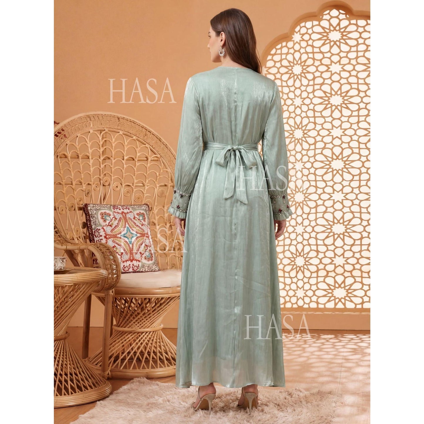 HASA HS6760 Elegant Flowing Occasion Abaya