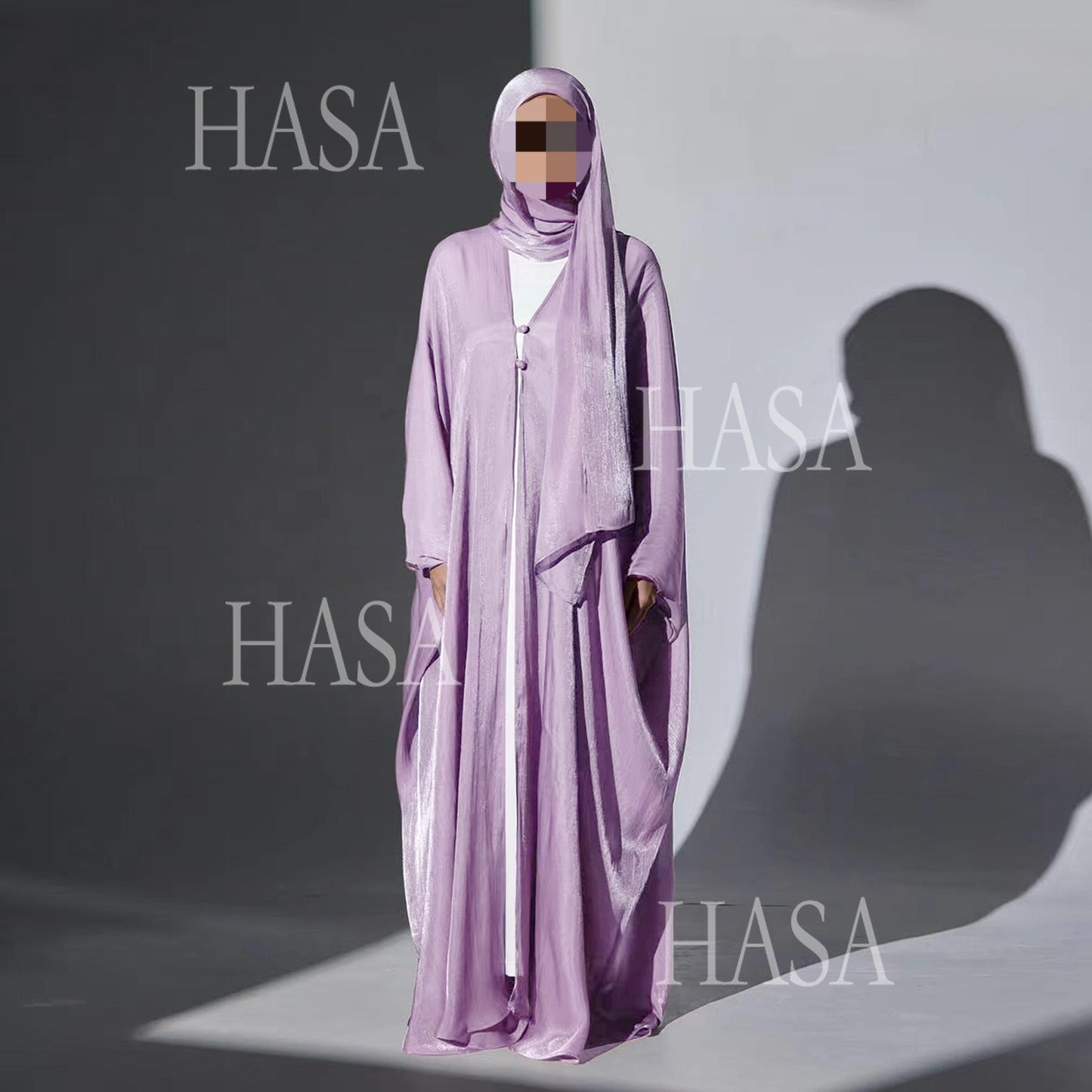 HS6534 Elegant Island Wrinkle Texture Solid Color Cardigan Robe