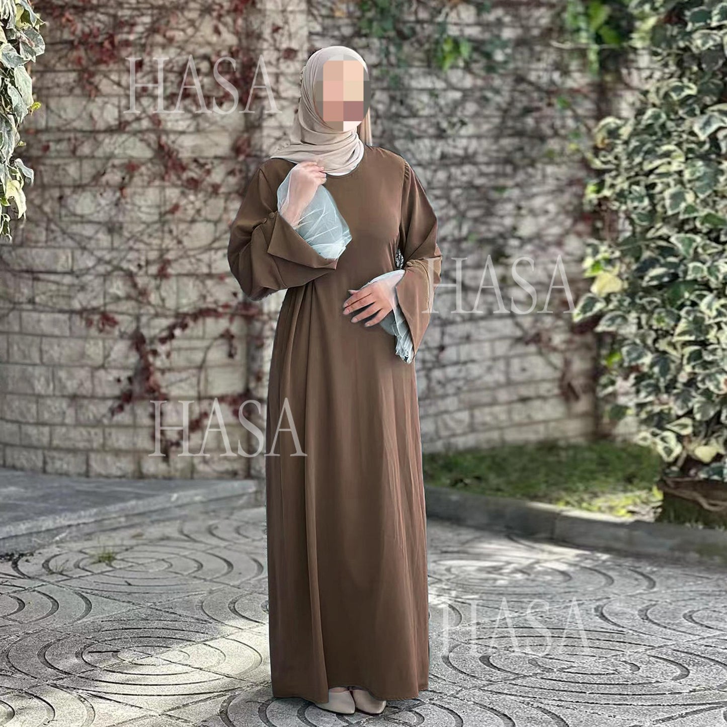 HASA's series HS6507 Simple style spliced lace robe dress (headscarf not included)