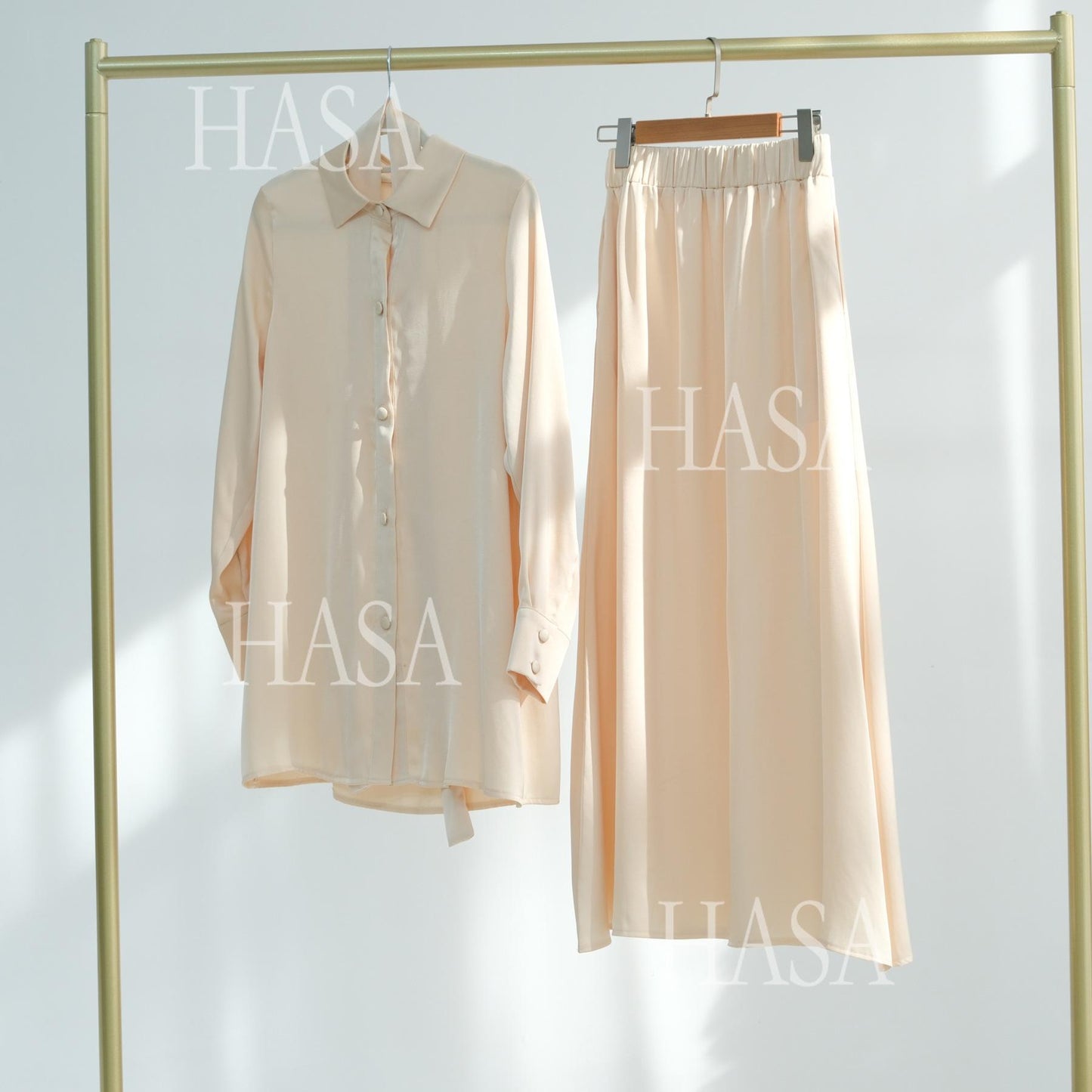 HS5874 Gentle Lace-up Two-piece Suit, Simple Texture, First Choice for Daily Wear abaya girl