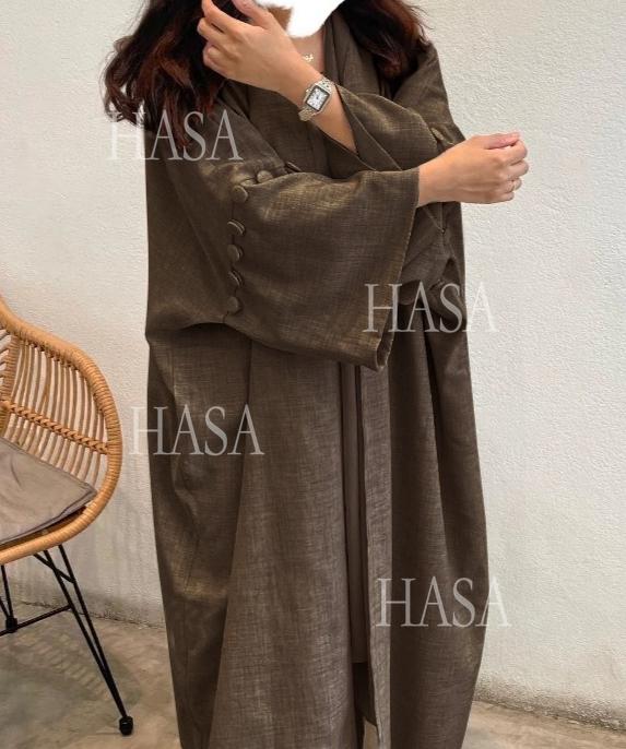 HS6561 Simple Style Large Size Long Cardigan Robe