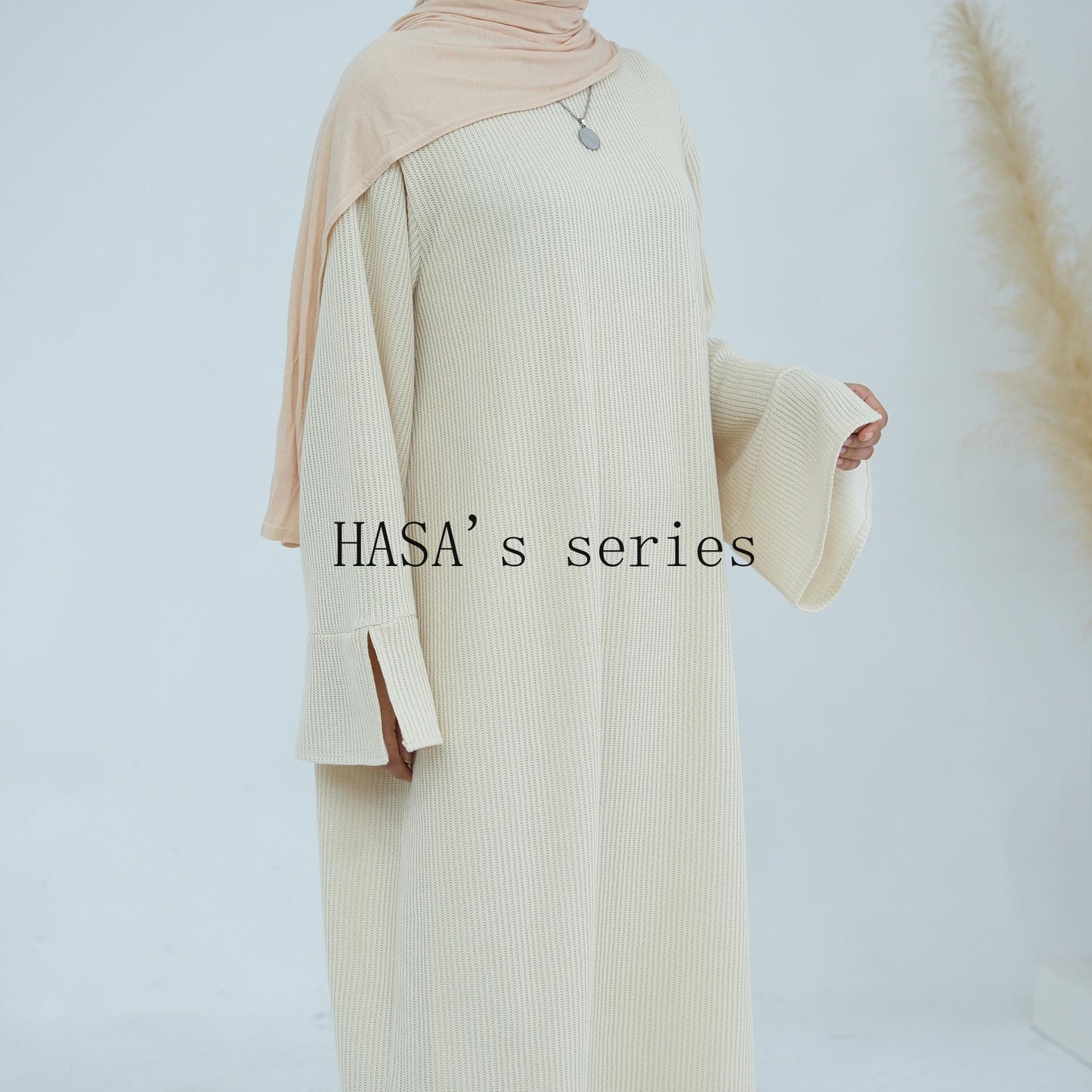 HS5440 Large Sleeve Thick Knitted Sweater Dress - Loose and Elegant Long Dress party  wear red dress thick  thigh 2  part bow  outfits