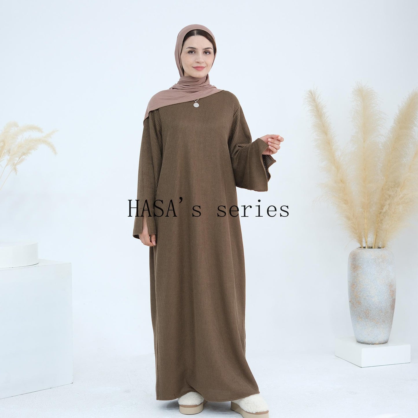 HS5440 Large Sleeve Thick Knitted Sweater Dress - Loose and Elegant Long Dress party  wear red dress thick  thigh 2  part bow  outfits