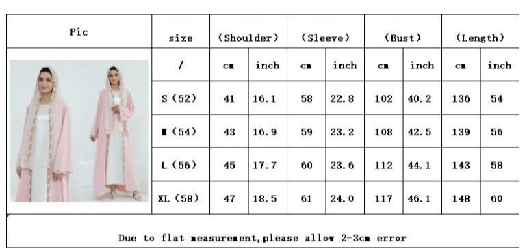 HS6618 Pink Flower Stitching Cardigan Two-Piece Set (Including Headscarf)