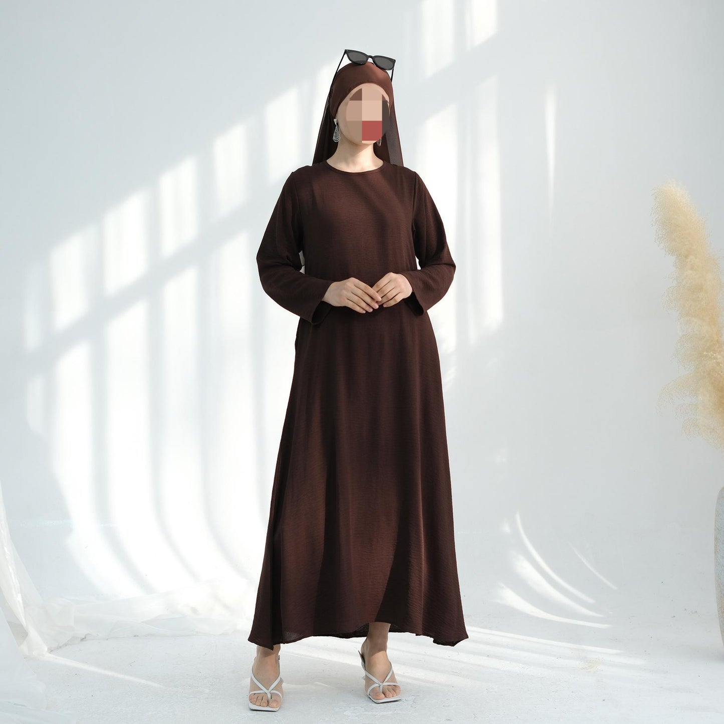 HS6513 Double-layered sleeve chiffon cardigan two-piece robe abaya (headscarf not included)