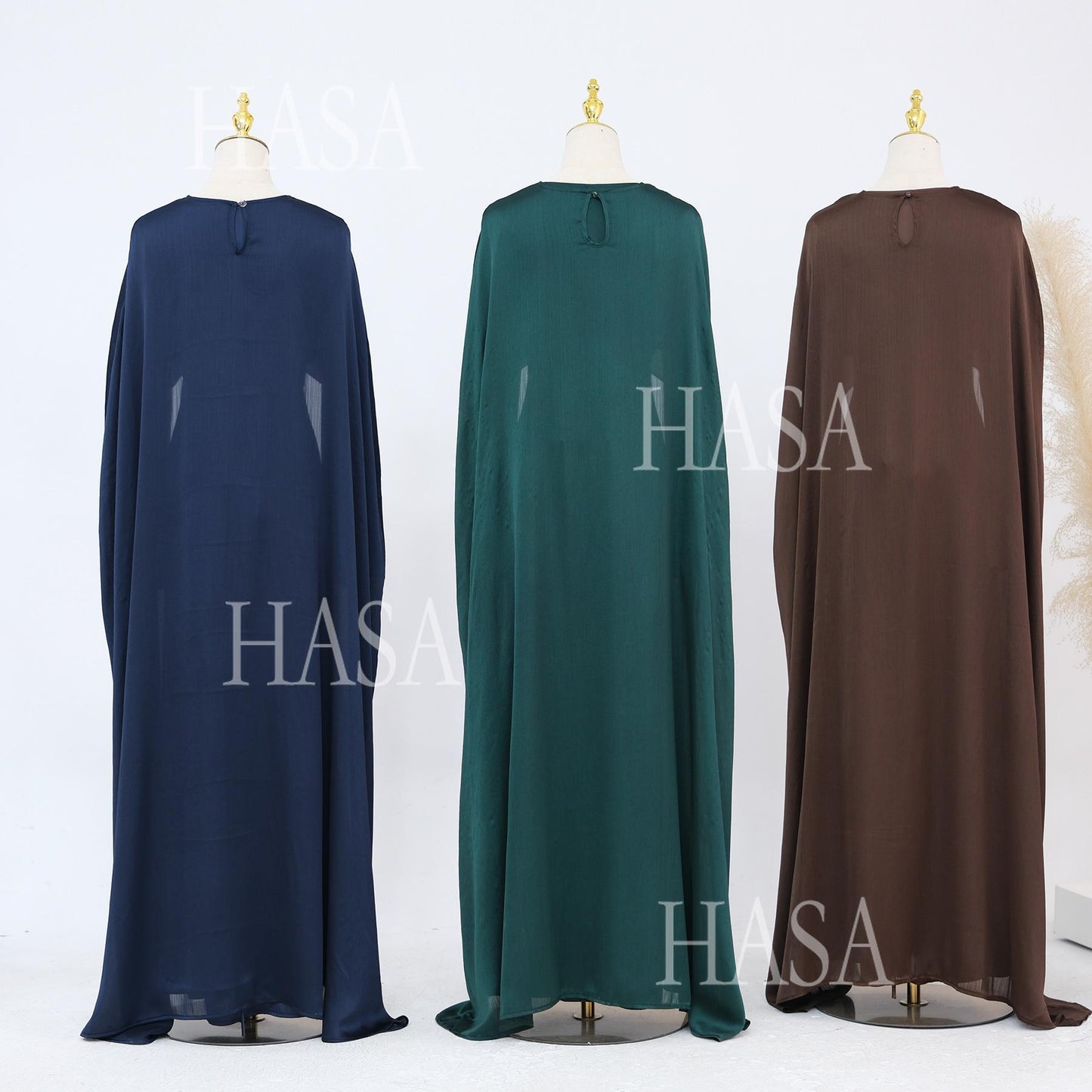 HS5870 Elegant drape two-piece robe dress-Light luxury street style abaya girl