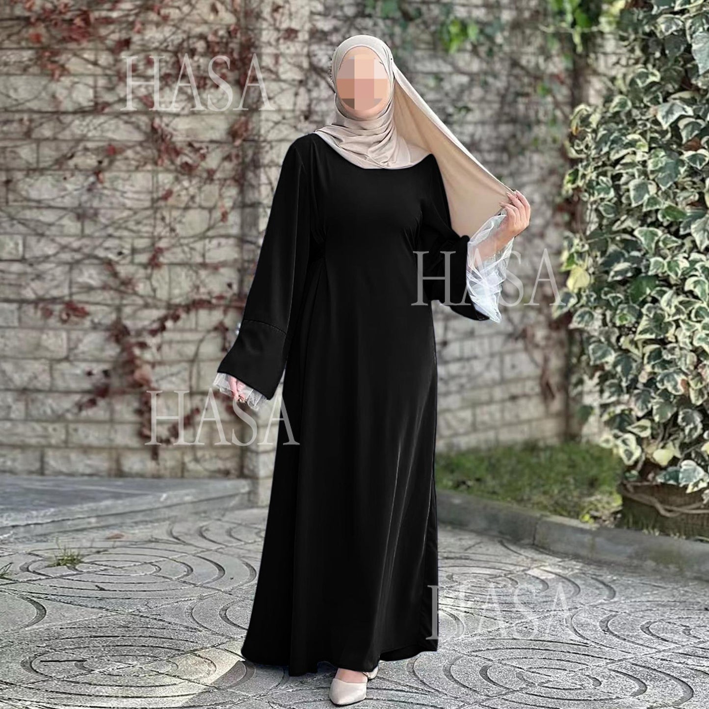 HASA's series HS6507 Simple style spliced lace robe dress (headscarf not included)
